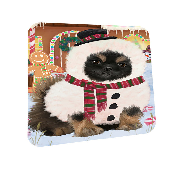 Christmas Gingerbread House Candyfest Pekingese Dog Coasters Set of 4 CST56427