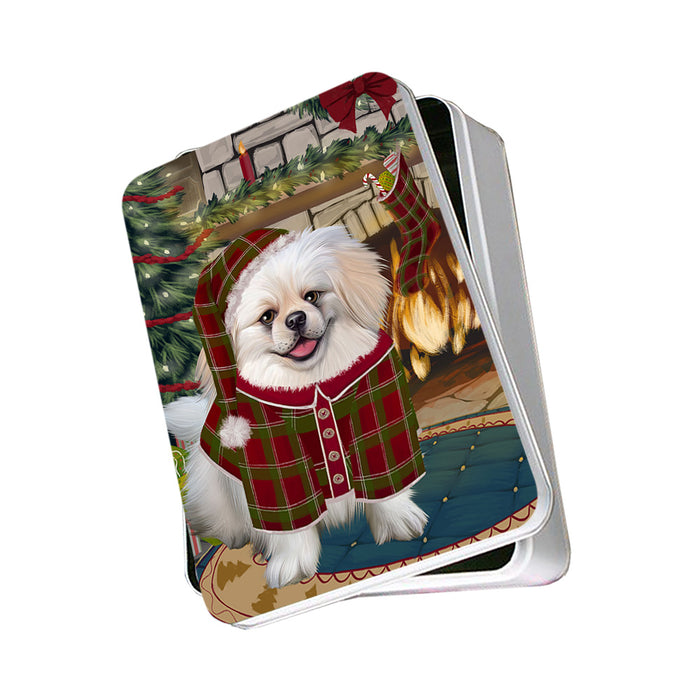 The Stocking was Hung Pekingese Dog Photo Storage Tin PITN55496