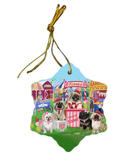 Carnival Kissing Booth Pekingeses Dog Star Porcelain Ornament SPOR56267