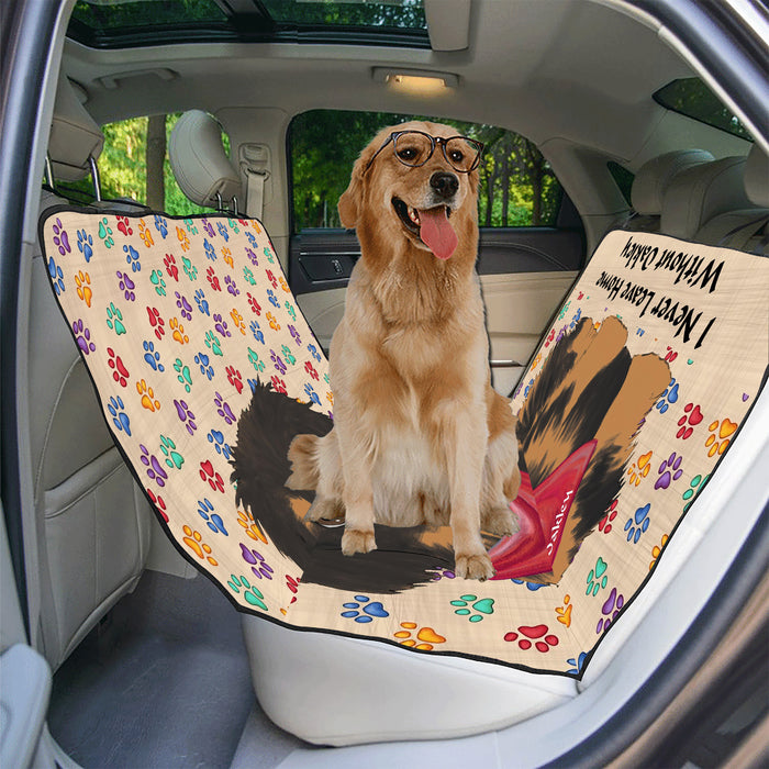 Personalized I Never Leave Home Paw Print Pekingese Dogs Pet Back Car Seat Cover