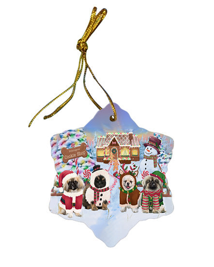 Holiday Gingerbread Cookie Shop Pekingeses Dog Star Porcelain Ornament SPOR56863