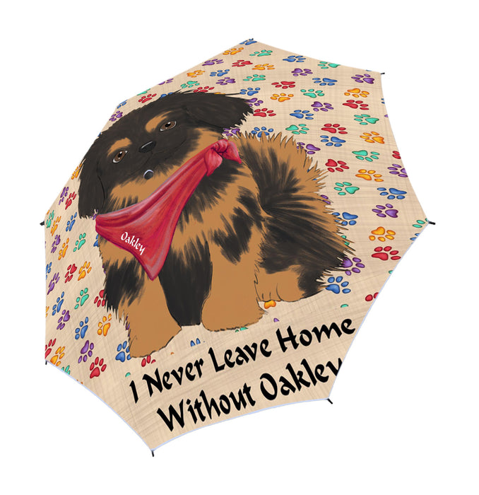 Custom Pet Name Personalized I never Leave Home Pekingese Dog Semi-Automatic Foldable Umbrella