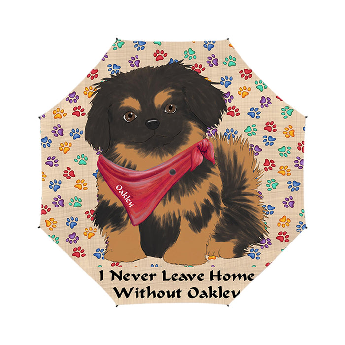 Custom Pet Name Personalized I never Leave Home Pekingese Dog Semi-Automatic Foldable Umbrella