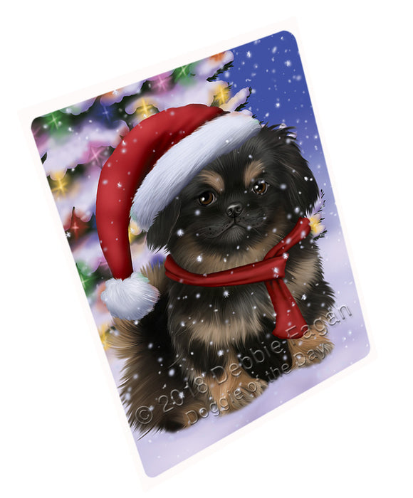 Winterland Wonderland Pekingese Dog In Christmas Holiday Scenic Background  Cutting Board C64653