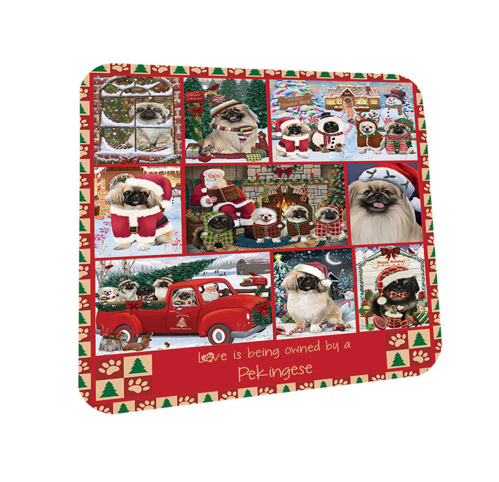 Love is Being Owned Christmas Pekingese Dogs Coasters Set of 4 CST57199