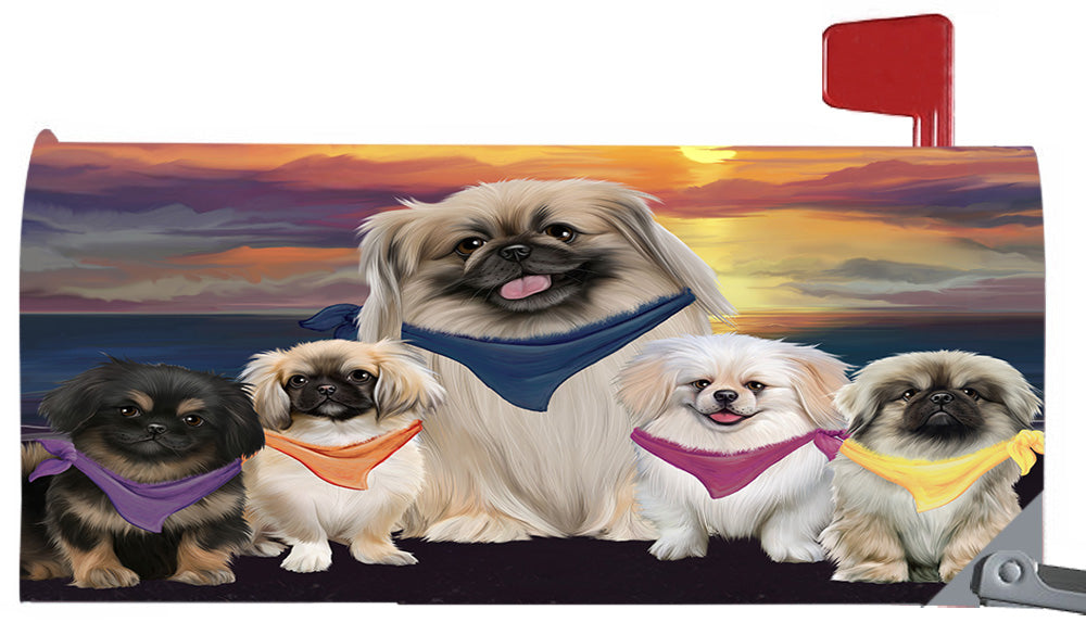 Family Sunset Portrait Pekingese Dogs Magnetic Mailbox Cover MBC48489