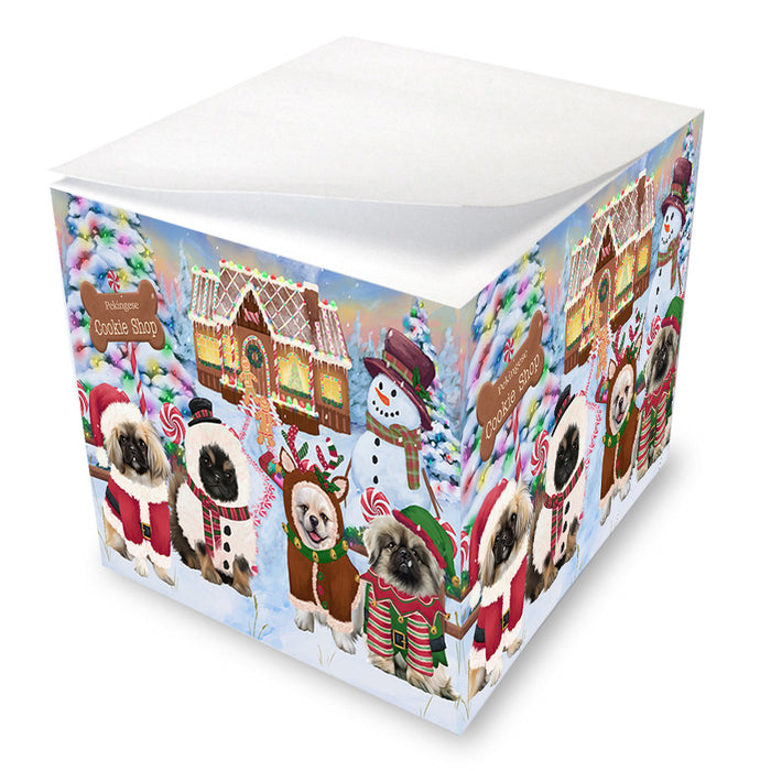 Holiday Gingerbread Cookie Shop Pekingeses Dog Note Cube NOC54579