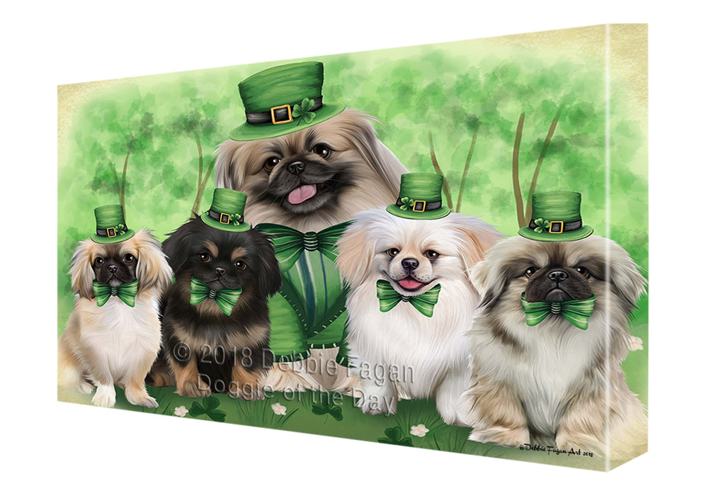 St. Patricks Day Irish Portrait Pekingeses Dog Canvas Wall Art CVS58899