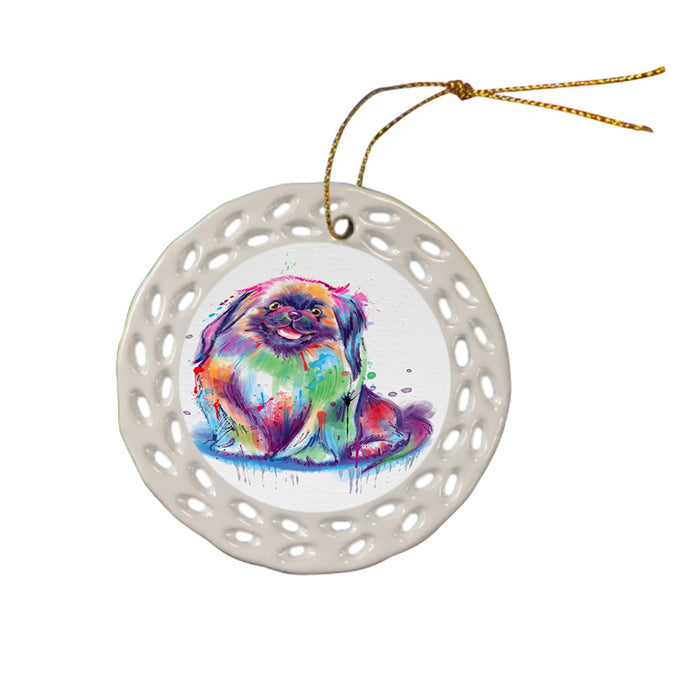Watercolor Pekingese Dog Ceramic Doily Ornament DPOR57446