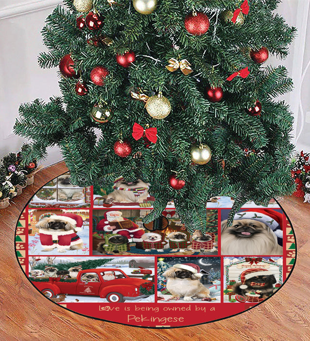 Love is Being Owned Christmas Pekingese Dogs Tree Skirt