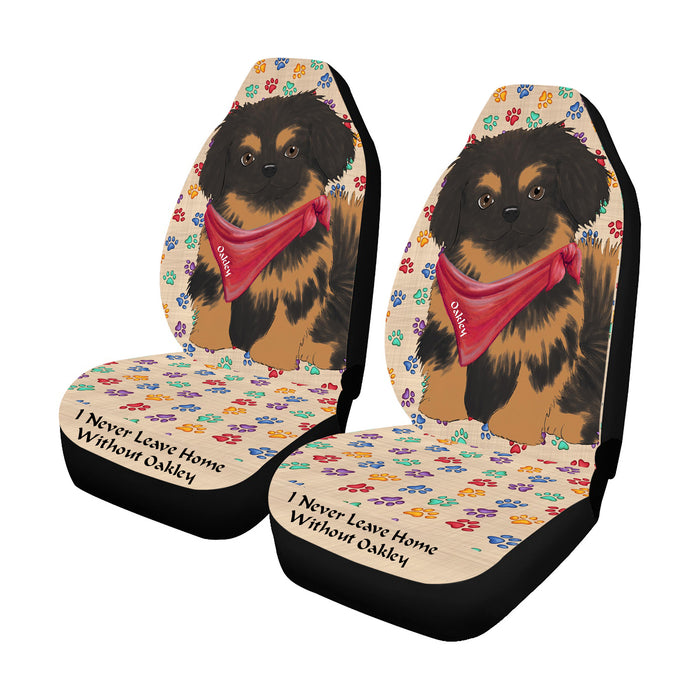Personalized I Never Leave Home Paw Print Pekingese Dogs Pet Front Car Seat Cover (Set of 2)