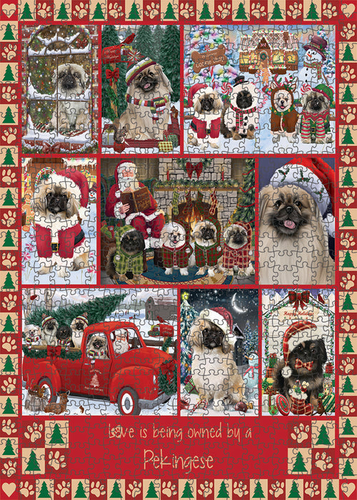 Love is Being Owned Christmas Pekingese Dogs Puzzle with Photo Tin PUZL99440