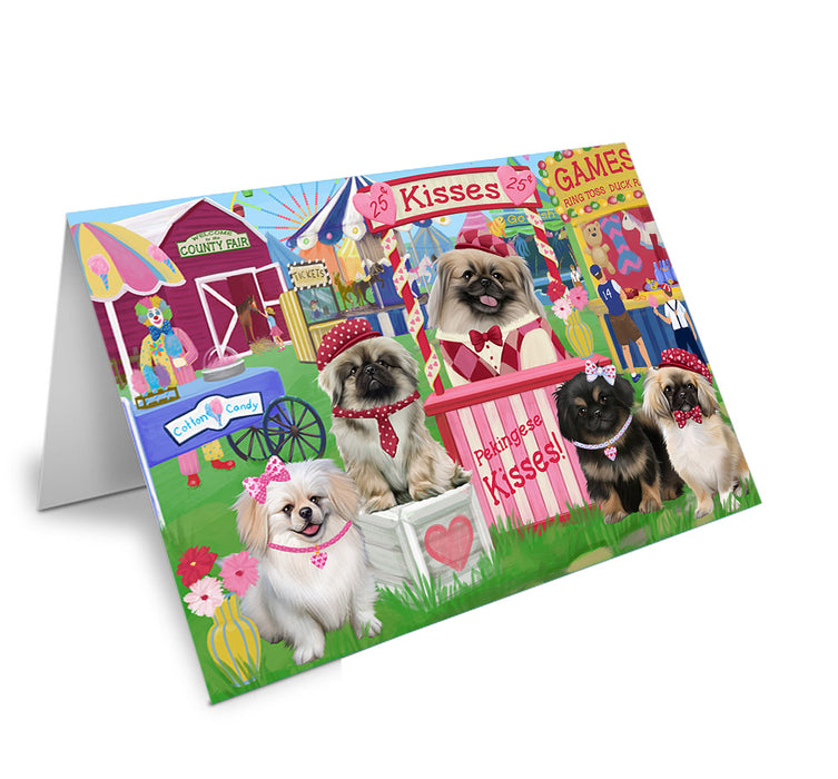 Carnival Kissing Booth Pekingeses Dog Handmade Artwork Assorted Pets Greeting Cards and Note Cards with Envelopes for All Occasions and Holiday Seasons GCD72248