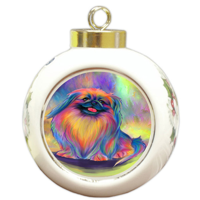 Paradise Wave Pekingese Dog Round Ball Christmas Ornament RBPOR57079