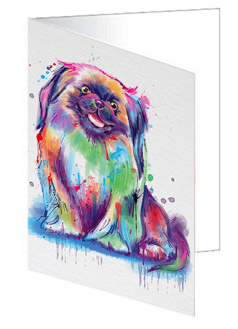 Watercolor Pekingese Dog Handmade Artwork Assorted Pets Greeting Cards and Note Cards with Envelopes for All Occasions and Holiday Seasons GCD77081