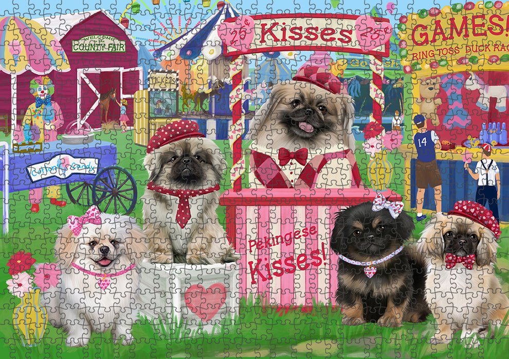 Carnival Kissing Booth Pekingeses Dog Puzzle with Photo Tin PUZL91848