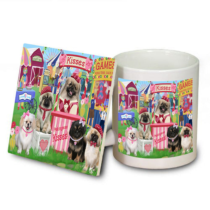 Carnival Kissing Booth Pekingeses Dog Mug and Coaster Set MUC55903