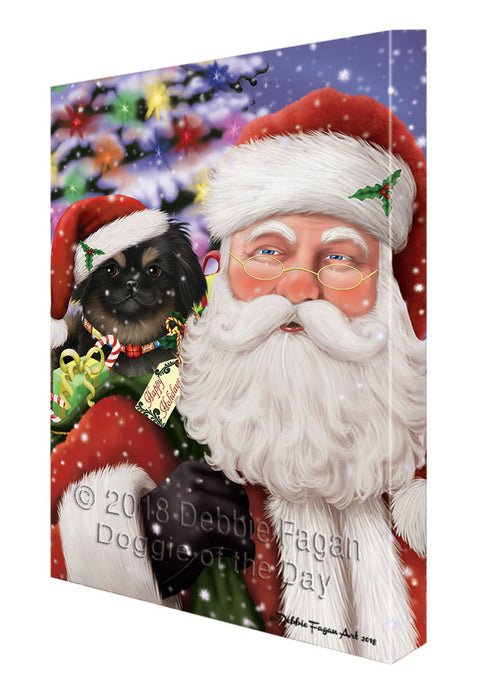 Santa Carrying Pekingese Dog and Christmas Presents Canvas Print Wall Art Décor CVS103850