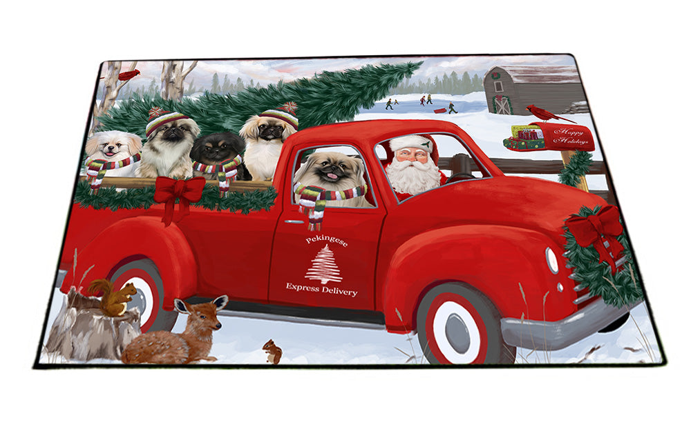 Christmas Santa Express Delivery Pekingeses Dog Family Floormat FLMS52443