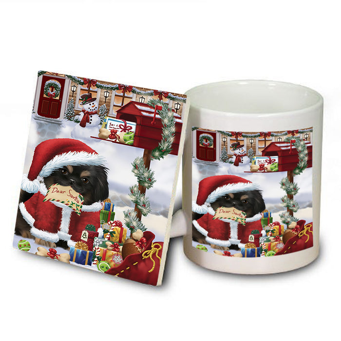 Pekingese Dog Dear Santa Letter Christmas Holiday Mailbox Mug and Coaster Set MUC53903