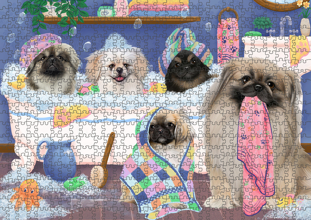 Rub A Dub Dogs In A Tub Pekingeses Dog Puzzle with Photo Tin PUZL95424