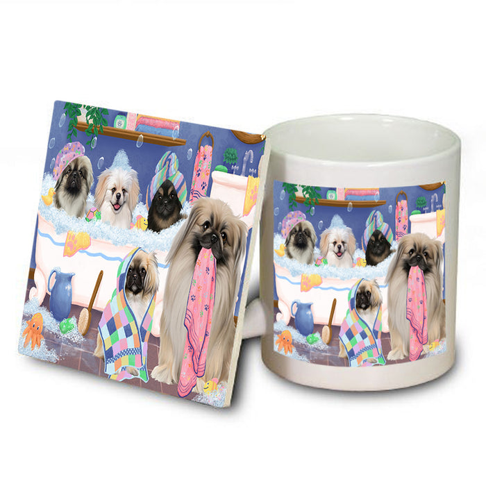 Rub A Dub Dogs In A Tub Pekingeses Dog Mug and Coaster Set MUC56798