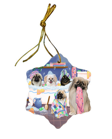 Rub A Dub Dogs In A Tub Pekingeses Dog Star Porcelain Ornament SPOR57162