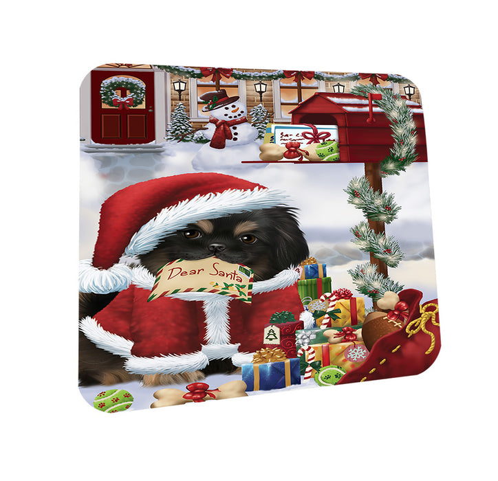 Pekingese Dog Dear Santa Letter Christmas Holiday Mailbox Coasters Set of 4 CST53869