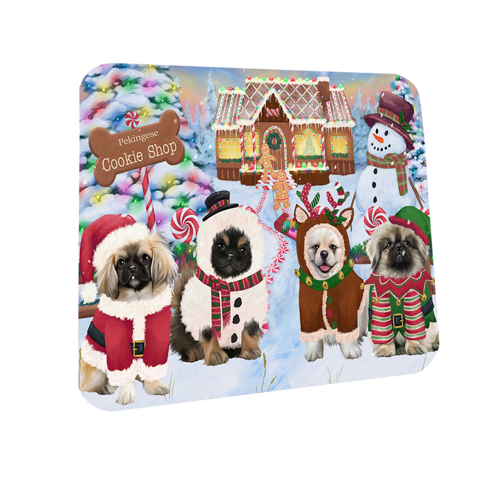 Holiday Gingerbread Cookie Shop Pekingeses Dog Coasters Set of 4 CST56465