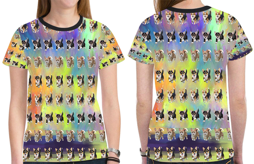 Paradise Wave Pembroke Welsh Corgi Dogs All Over Print Mesh Women's T-shirt