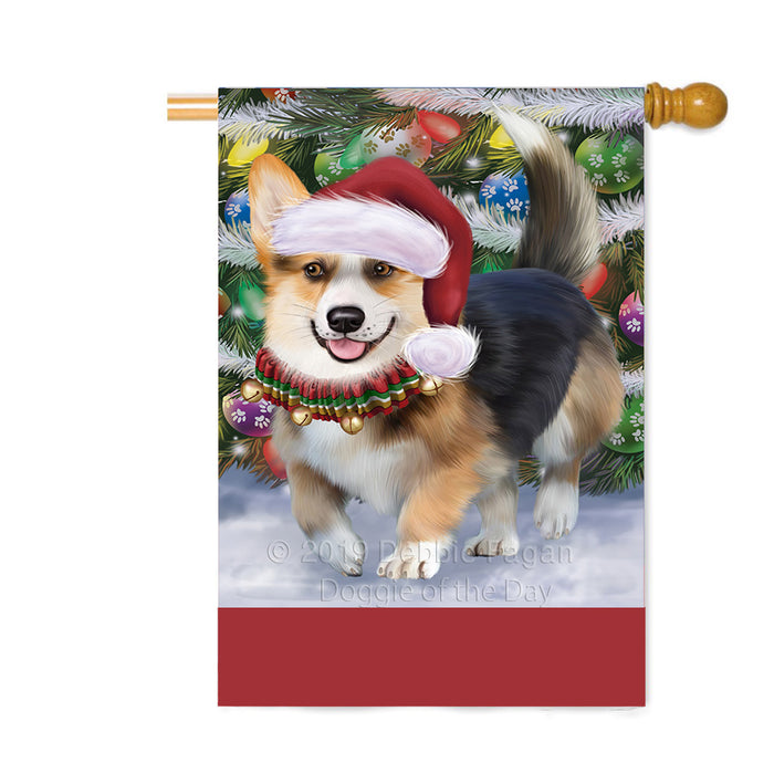Personalized Trotting in the Snow Pembroke Welsh Corgi Dog Custom House Flag FLG-DOTD-A60822