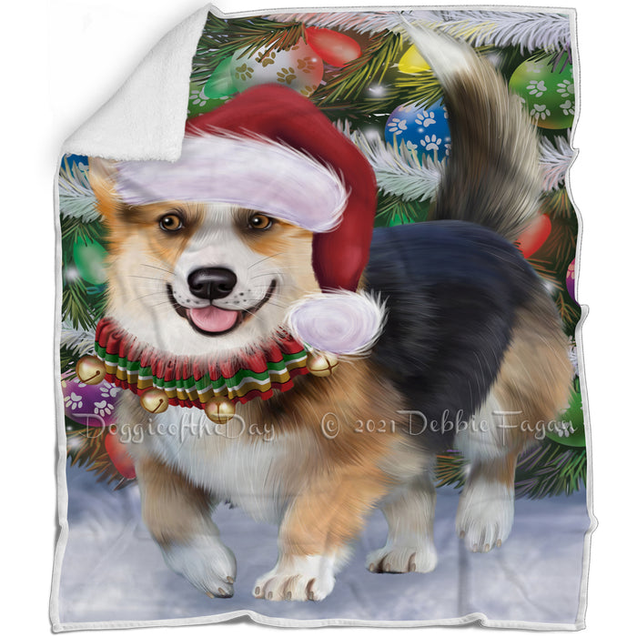 Trotting in the Snow Corgi Dog Blanket BLNKT109569