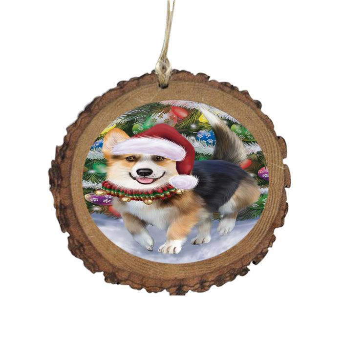 Trotting in the Snow Corgi Dog Wooden Christmas Ornament WOR49430