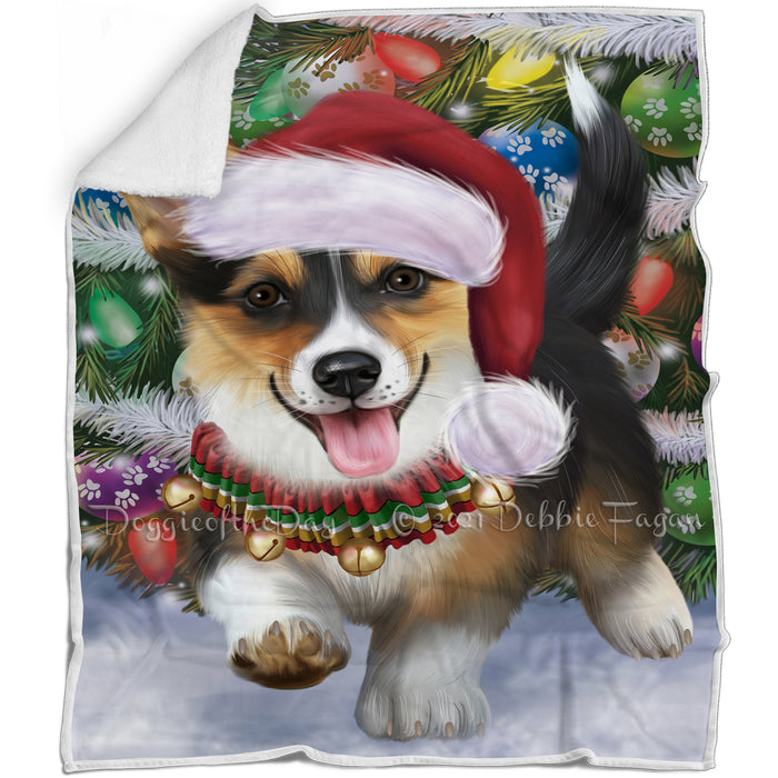 Trotting in the Snow Corgi Dog Blanket BLNKT109578