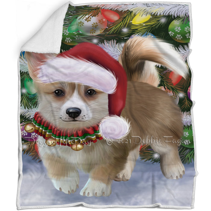 Trotting in the Snow Corgi Dog Blanket BLNKT109587