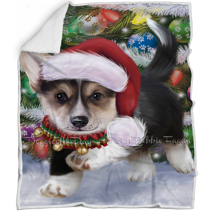 Trotting in the Snow Corgi Dog Blanket BLNKT109596