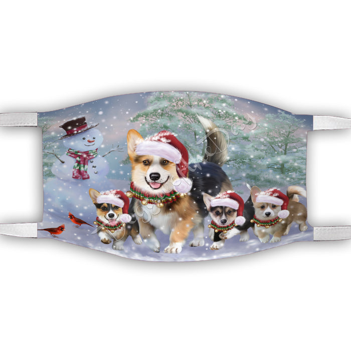 Christmas Running Fammily Pembroke Welsh Corgi Dogs Face Mask FM48733