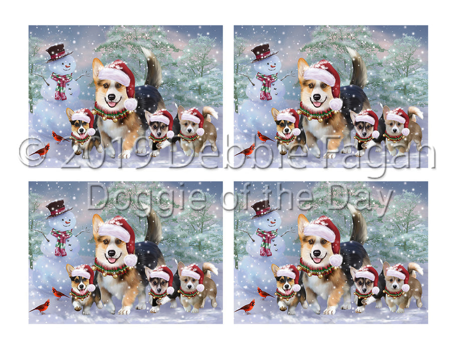 Christmas Running Fammily Pembroke Welsh Corgi  Dogs Placemat