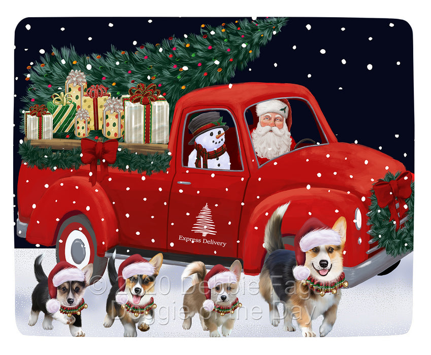 Christmas Express Delivery Red Truck Running Pembroke Welsh Corgi Dogs Blanket BLNKT141893