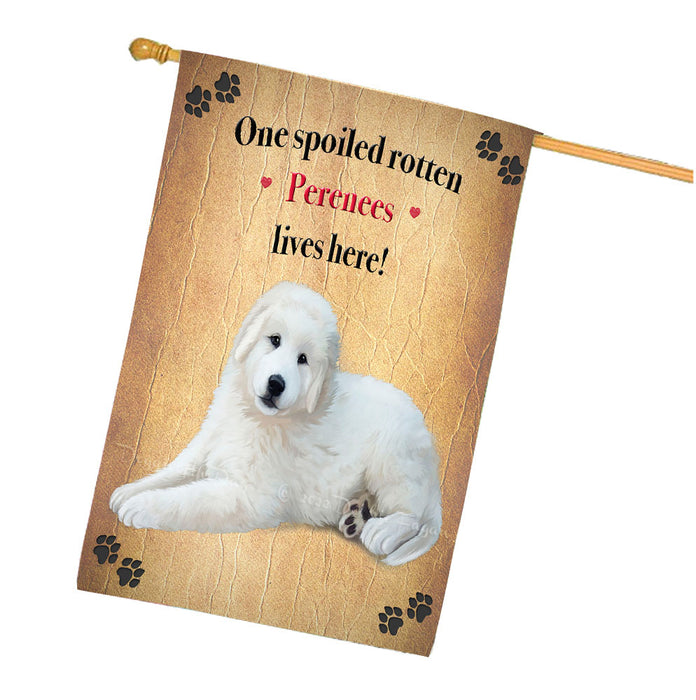 Spoiled Rotten Great Pyrenees Dog House Flag Outdoor Decorative Double Sided Pet Portrait Weather Resistant Premium Quality Animal Printed Home Decorative Flags 100% Polyester FLG68383