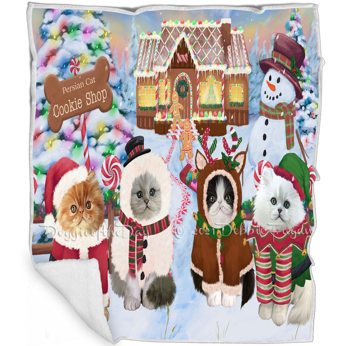 Holiday Gingerbread Cookie Shop Persian Cats Blanket BLNKT127992