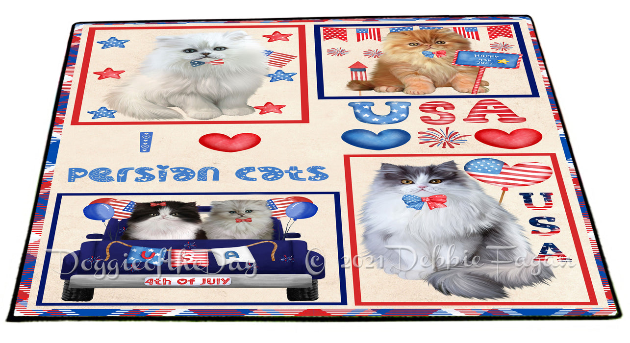 4th of July Independence Day I Love USA Persian Cats Floormat FLMS56275 Floormat FLMS56275