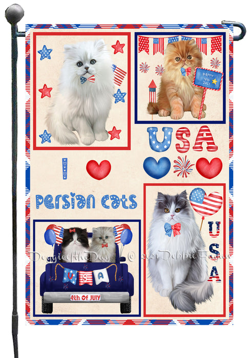4th of July Independence Day I Love USA Persian Cats Garden Flag GFLG66923