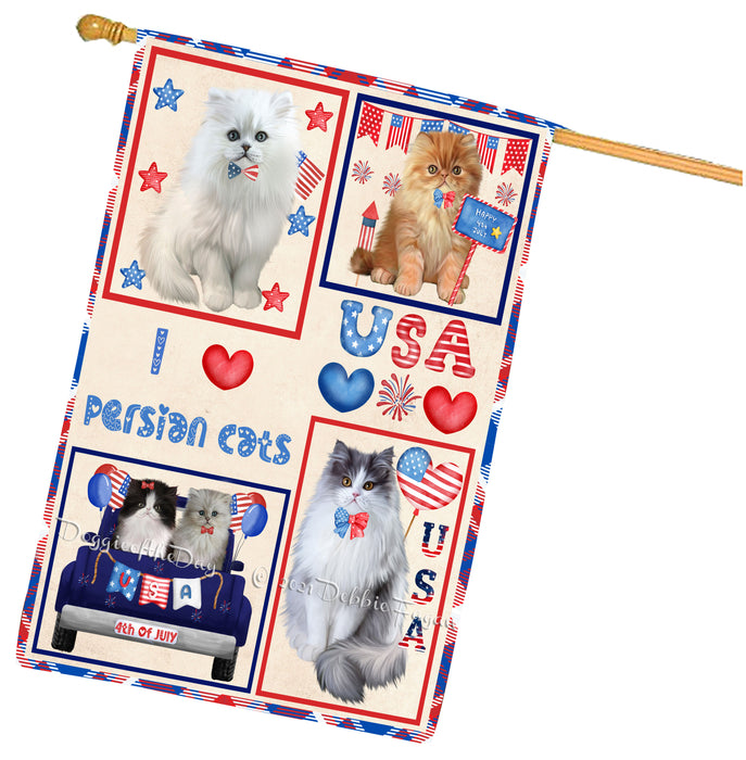 4th of July Independence Day I Love USA Persian Cats House flag FLG66979