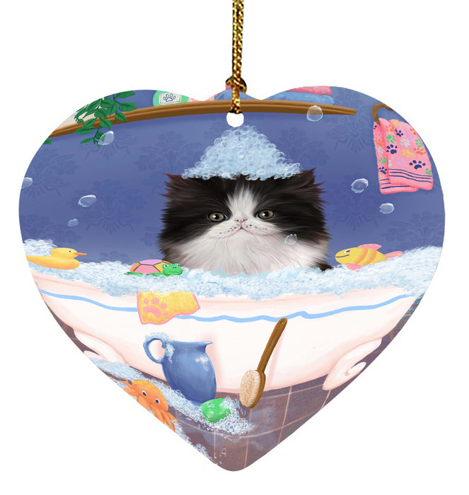 Rub A Dub Dog In A Tub Persian Cat Dog Heart Christmas Ornament HPORA58647