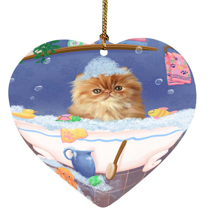 Rub A Dub Dog In A Tub Persian Cat Dog Heart Christmas Ornament HPORA58648