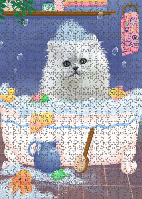 Rub A Dub Dog In A Tub Persian Cat Dog Portrait Jigsaw Puzzle for Adults Animal Interlocking Puzzle Game Unique Gift for Dog Lover's with Metal Tin Box PZL321