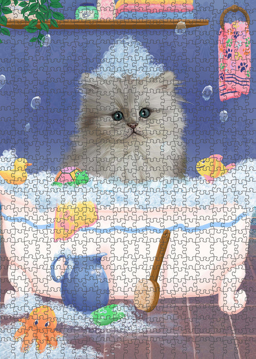 Rub A Dub Dog In A Tub Persian Cat Dog Portrait Jigsaw Puzzle for Adults Animal Interlocking Puzzle Game Unique Gift for Dog Lover's with Metal Tin Box PZL322