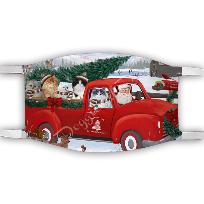 Christmas Santa Express Delivery Red Truck Persian Cats Face Mask FM48459