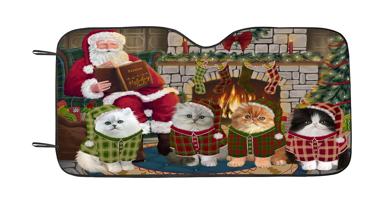 Christmas Cozy Holiday Fire Tails Persian Cats Car Sun Shade